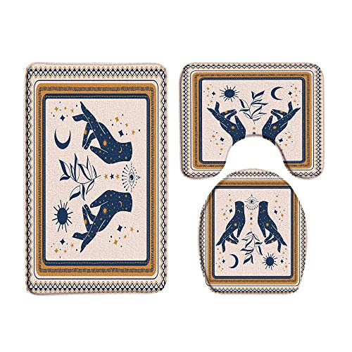 Boho Palmistry Shower Curtain Gothic Mystical Psychic Witch Ouija Board Hands Sun Moon Stars Magical Astrology Tarot Spooky Halloween Decor Fabric Bathroom Curtain With Hook #TOP5