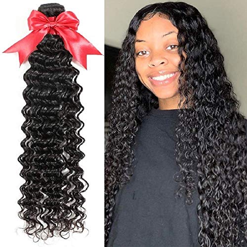 10A Brazilian Deep Wave Bundles 24 Inch Virgin Wet and Wavy Human Hair Bundles Curly Hair 1 Single Bundle 100% Unprocessed Weave Hair Human Bundles 100g