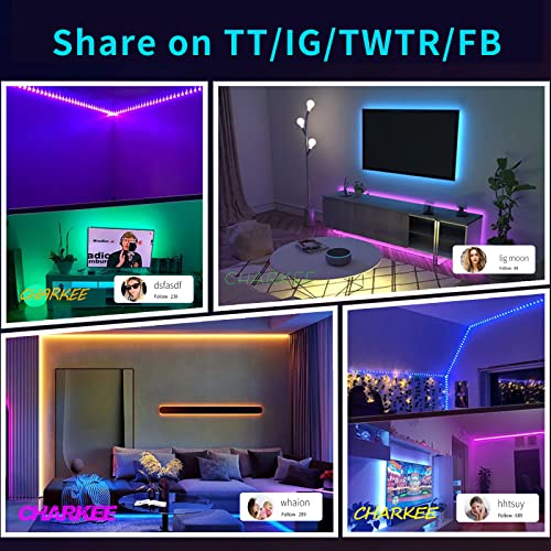 Charkee Smart Rgb Led Strip Lights, 50 Ft Wifi Alexa Led Light Strip, Color Changing Music Sync Led Lights, App/Remote Controlled Rope Lights For Bedroom Room Decor (2 Rolls Of 25Ft) #TOP6