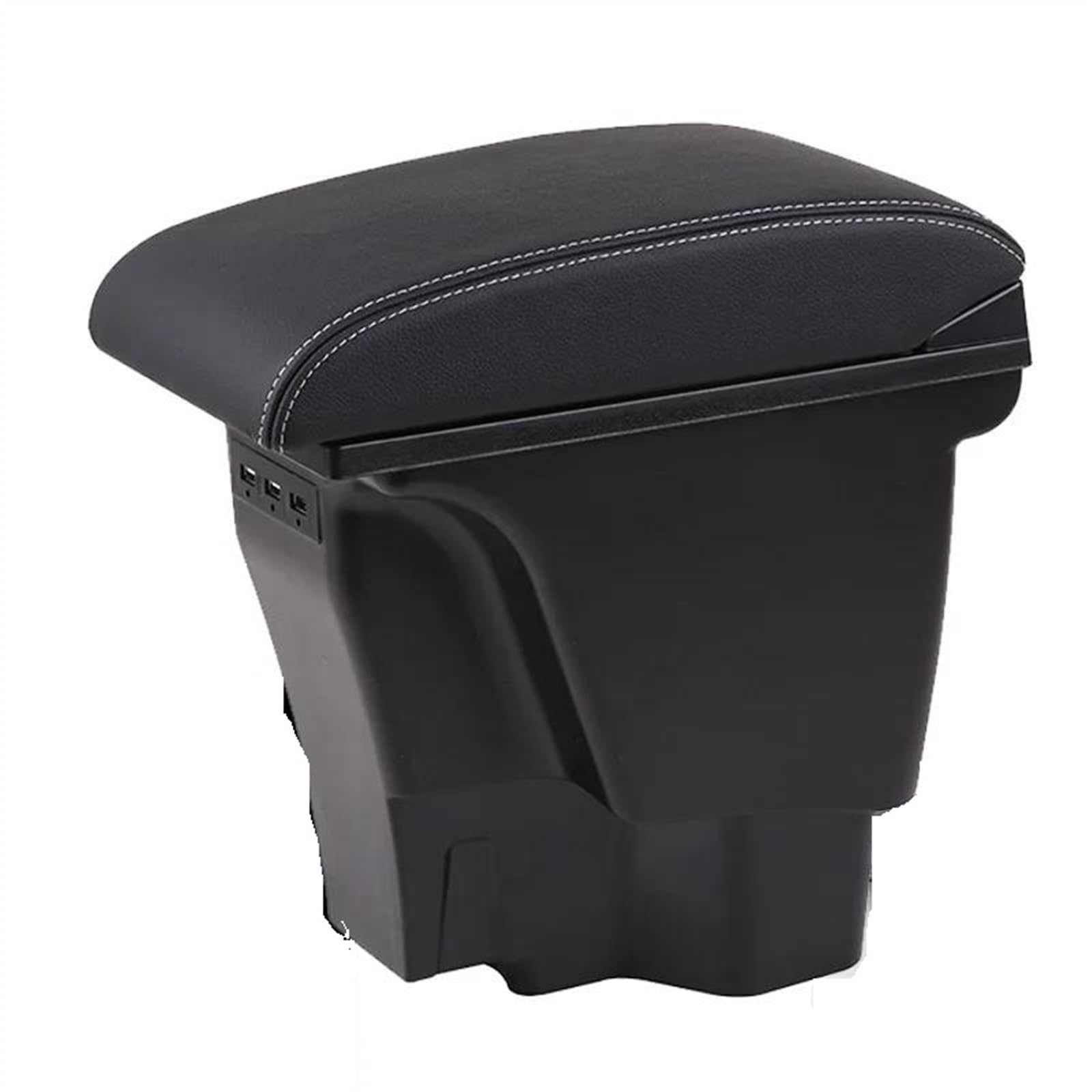 NOHEEU Armrest Box With Multifunctional Support PU Upholstered Car Interior Modification Accessories For Rio III 2011-2016(B3 White line Corium)