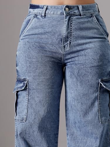 Image of Miss Chase A+ Women's High Rise Regular-Length Stretchable Denim Wide-Leg Shaping Jeans