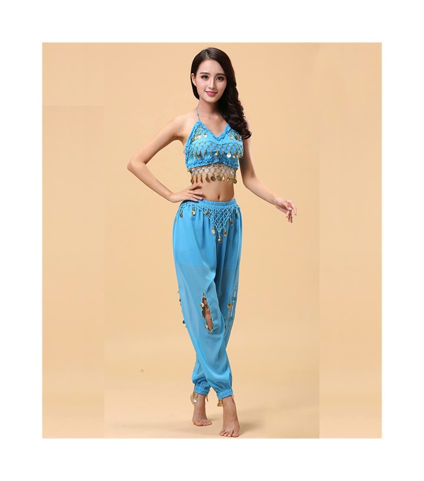 WSMNYH Cintura da Ballo Conjunto de 2 Piezas Disfraces de Baile Profesional Mujer Danza del Vientre for Mujer Vestido de Traje de Baile for Adultos Gonna di Danza del Ventre
