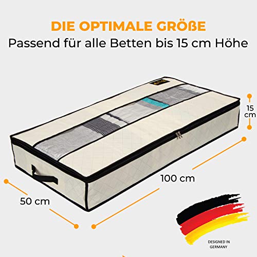 LACAZO 2er Set Unterbettkommode - 100x50x15cm Unterbett Aufbewahrungstaschen - wasserdichte Aufbewahrungsbox aus Stoff - dreilagiger Verbundvlies- Verstauen und Aufbewahren von Bettwäsche und Kleidung