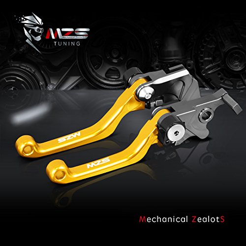 Image of MZS Gold Dirt Bike Levers, Brake Clutch Pivot Adjustable CNC Compatible with RM125 RM 125 1996-2003 / RM250 RM 250 1996-2003