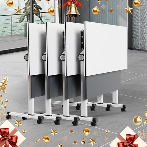 rzoizwko Folding Conference Table with Wheels,Flip Top Training Desk for Office Meeting Room,Modular Foldable Tables for Classroom,Seminar,Collaboration Space,Mobile Design for Easy Storage