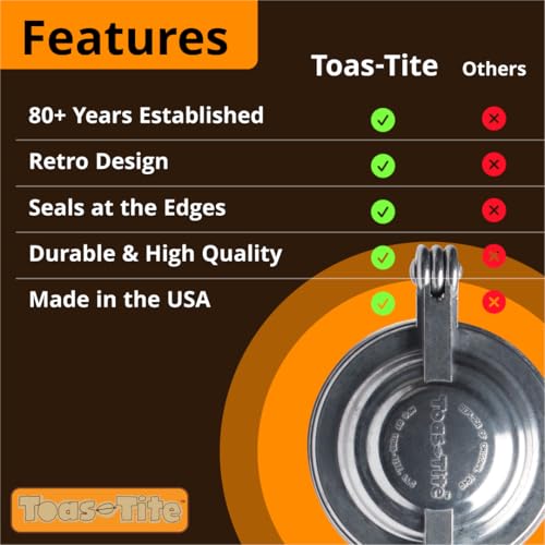 Toas-Tite Sandwich Grill XL, Handheld Panini Press & Sandwich Maker, Cast Aluminum Pie Iron, Portable Hot Pocket & Dessert Cooker, Ideal for Camping, RV, Stovetop, Grill, Campfire, Outdoor Cooking