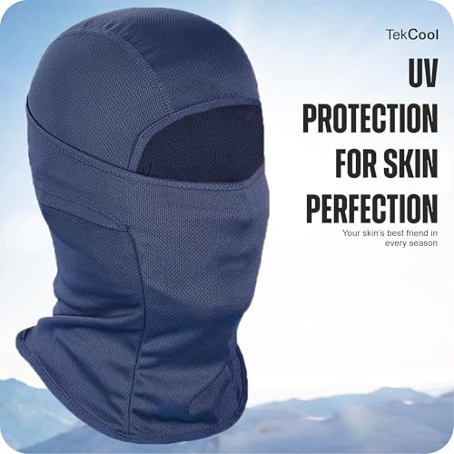 Image of TEKCOOL Face Mask for Bikers in Riding UV Protected Full Face Mask Balaclava for Men Black Mask for Bike Riding & Cycling, Full Face Helmet Mask for Men (Neavy Blue (Pack of 2))'