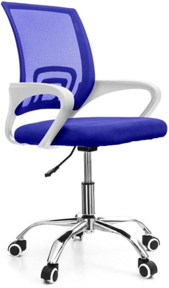 Cadeira de Escritório Secretária Base Cromada com Rodinha Fortt Lisboa Azul - CSF02-A