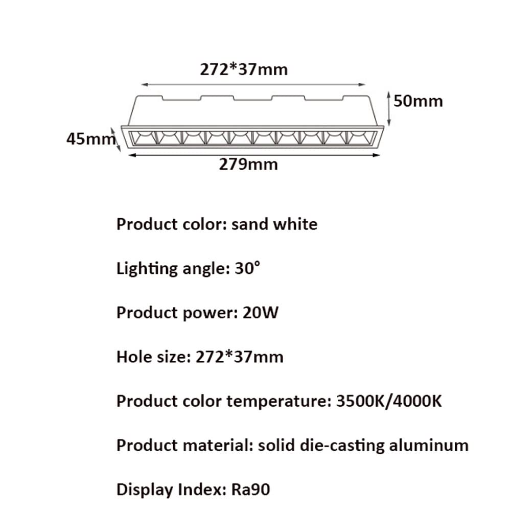 USMJQVZ Luz Lineal empotrada LED, 10 focos empotrables LED Rejilla antirreflejos, iluminación empotrada CRI90, 3000K, 4000K, 6000K Temperatura de Color Seleccionable, Negro, Blanco 2 Paquetes