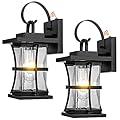 Dusk to Dawn Outdoor Wall Light Fixtures - 2 Packs Exterior Waterproof Outdoor Lighting, Porch Sconces Wall Mounted Lighting, Anti-rust Modern Matte Black Outside Lantern for Patio Front Door Entryway