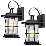 Dusk to Dawn Outdoor Wall Light Fixtures - 2 Packs Exterior Waterproof Outdoor Lighting, Porch Sconces Wall Mounted Lighting, Anti-rust Modern Matte Black Outside Lantern for Patio Front Door Entryway