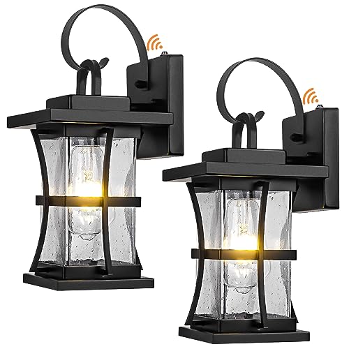 Dusk to Dawn Outdoor Wall Light Fixtures - 2 Packs Exterior Waterproof Outdoor Lighting, Porch Sconces Wall Mounted Lighting, Anti-rust Modern Matte Black Outside Lantern for Patio Front Door Entryway