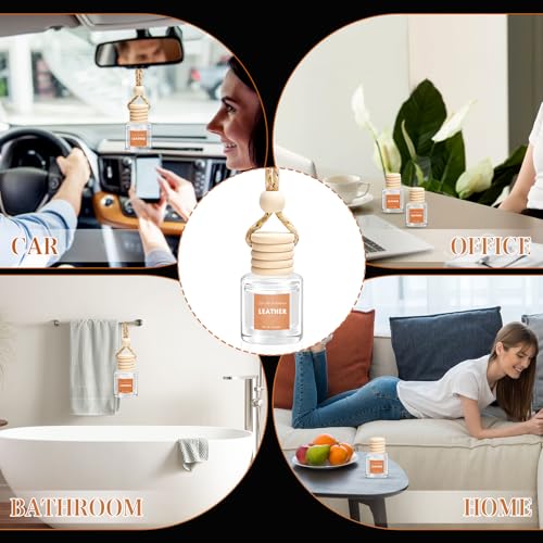 Image of AROIC Hanging Car Air Freshener - 6 Pack Luxury Leather Scent Air Freshener Set, Long-Lasting Natural Essential Oil Fragrance Diffuser Eliminates Odors,Ideal Business Gift for Car Accessories Unisex