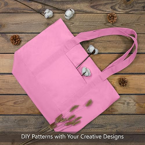 image for TOPDesign 3-Pack Canvas Tote Bags with an External Pocket, Reusable Gr