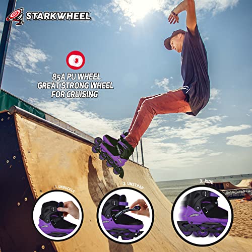 STARKWHEEL Adjustable Inline Skates for Kids Adults and Teens - Full Light Up Rollerskate Wheels, Outdoor Roller Skate for Adult Men and Women - Best Gifts for Girls and Boys Ages 14 15 16 17 18 19+