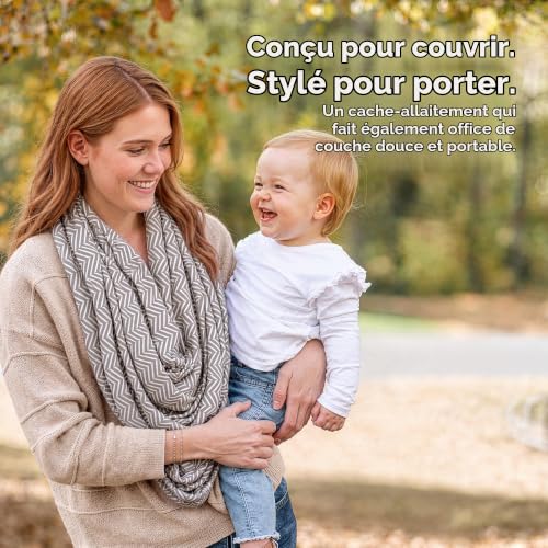 KeaBabies Housse d'allaitement pour les déplacements - Multifonctionnelle, Douce & Respirante Nursing Breastfeeding Cover,Housse de siège auto pour bébé fille,garçon Housse de poussette(Herringbone) – vue 9