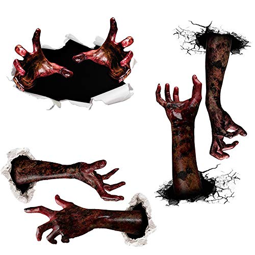 Stickers Voiture, Autocollant De Main De Sang D'horreur D'halloween, Matériel De PVC, Imperméable, Amovible, Pour Voitures, Coffres, Murs De Maison Et Portes,1 Cover