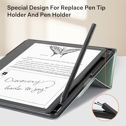 Image of CoBak Stand Case for Kindle Scribe - Premium Folio Leather Cover with Pen Holder, Auto Sleep /Wake - Compatible with 10.2 Inch Kindle Scribe (2022 /2024 Release) | Premium