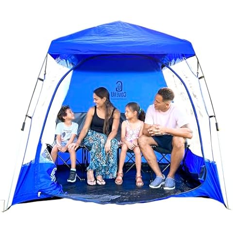 CoverU Sports Tent Pod for 3-4 People - RAIN or Sun Protection New Large Pop Up Climate Canopy Shelter Soccer, Football, Softball & Other Sporting Events and Parades - Patented - Blue Cover