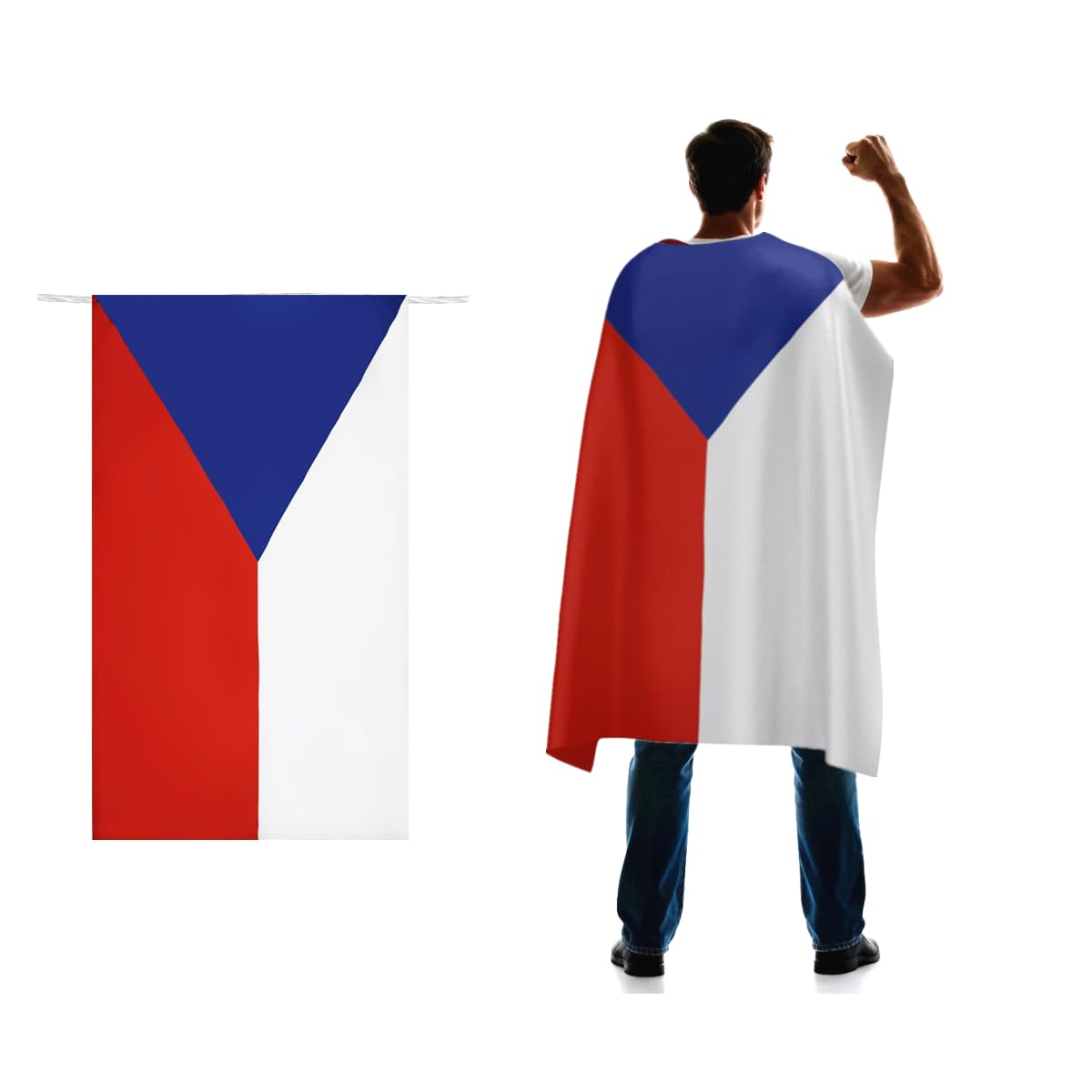 Czech Flag Cape 3x5 FT for Independence Day Holiday Costumes Celebrati,150D Premium Polyester,Czechia Patriotic Flags Costume Cloak.