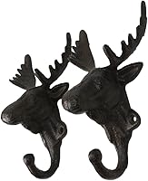 Vista 2 de Ebros Gift Paquete de 2 ganchos de pared de hierro fundido, estilo vintage, estilo occidental, rústico, con cabeza de alce, para colgar en la pared