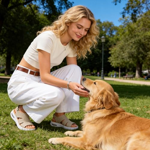 Image of ziitop Walking Sandals Women Orthopedic Sandals for Women Comfortable Arch Support Orthotic Platform Wedge Shoes Air Cushion Adjustable Strap Comfort Shoes for Summer Travel Beach Party Shopping Work