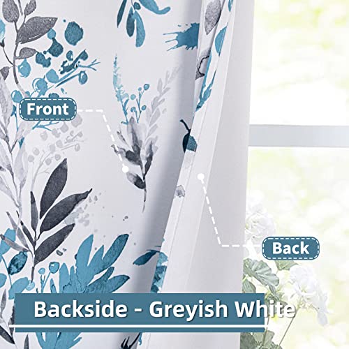 Image of MYSKY HOME Living Room Curtains 84 inches Long Floral Blackout Curtains Room Darkening Thermal Insulated Panels Light Blocking Grommet Flower Drapes for Dining Room, 2 Panels, Turquoise
