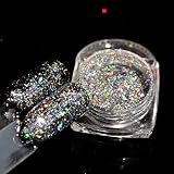 0.2gram/box EchiQ Galaxy Holo Silver Flake Powder Bling Nail Flecks Glitter Powder Galaxy Chrome Sparkly Flakes Laser Flakes D8056