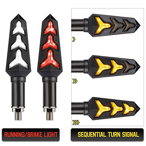 Sequential Turn Signal Motorcycle Blinkers LED Front Rear Flowing Indicators Daytime Running Light Universal Compatible with Harley Honda Kawasaki Suzuki Yamaha - Thumbnail 2