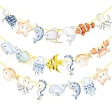 Ocean Animal Banners 2Pcs Sea Animals Birthday Party Cutout Banners Ocean Theme Party Decorations fo