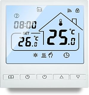 Smartes programmierbares Bodenthermostat mit WLAN für Tuya App & Sprachsteuerung, 5+2 Tage Heizungsregler für Unterboden, Weiß (WiFi 16A)