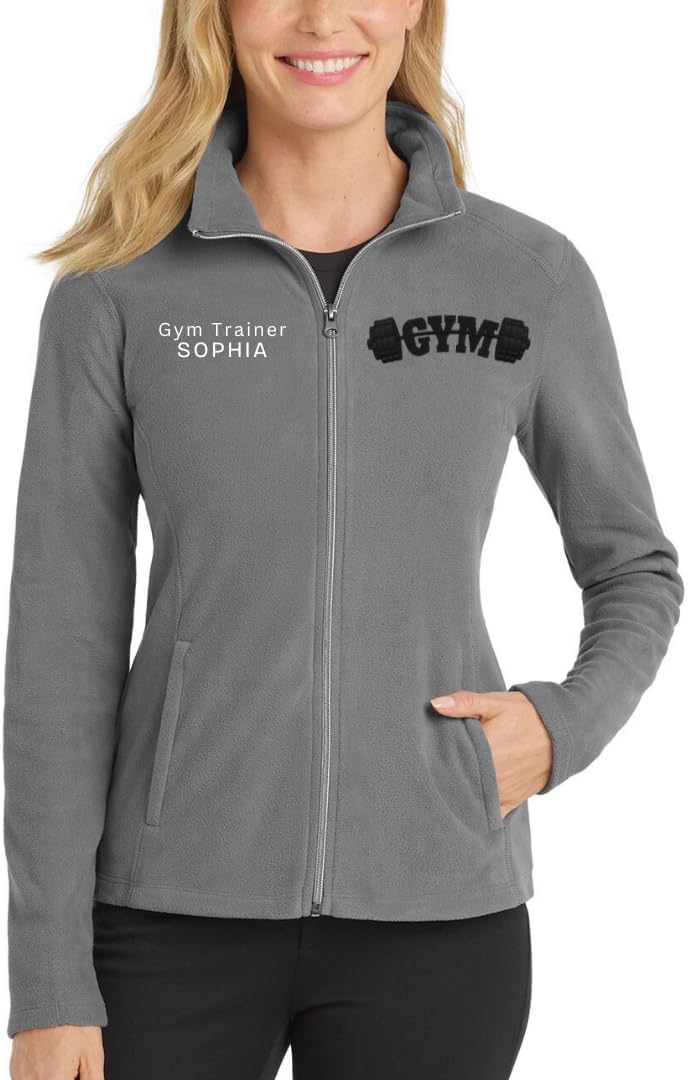 Gym Fitness Custom Embroidered Fleece Jacket, Zip Up Coat, Embroidery Name, Personalized Jackets for Women Men