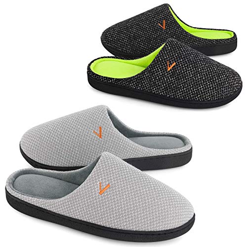 VONMAY Couple Matching Slippers Women & Men's Slip On Warm House Shoes Two-Tone Memory Foam Lightweight Non-Slip Indoor Outdoor