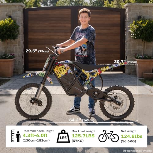 Image of Windone RM7 Pro Electric Dirt Bike for Teens & Adults, 45MPH, 1248WH | 4000W Electric Motorcycle, 14 inch /12 inch Off-Road Tire Ebike, Dual Hydraulic Brakes, Full Suspension, 3-Speed Modes