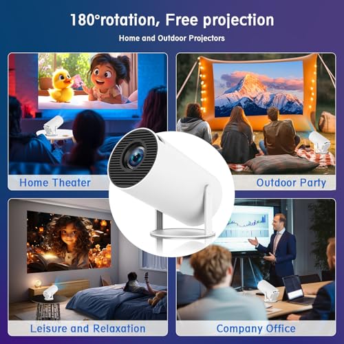 Image of Mini projector with WiFi and Bluetooth, HY300 PRO Portable Projector with 4K 1080P Support, 180 Rotatable Auto Keystone with Android 11 Smart Projector, Compatible with HDMI /USB / Laptop