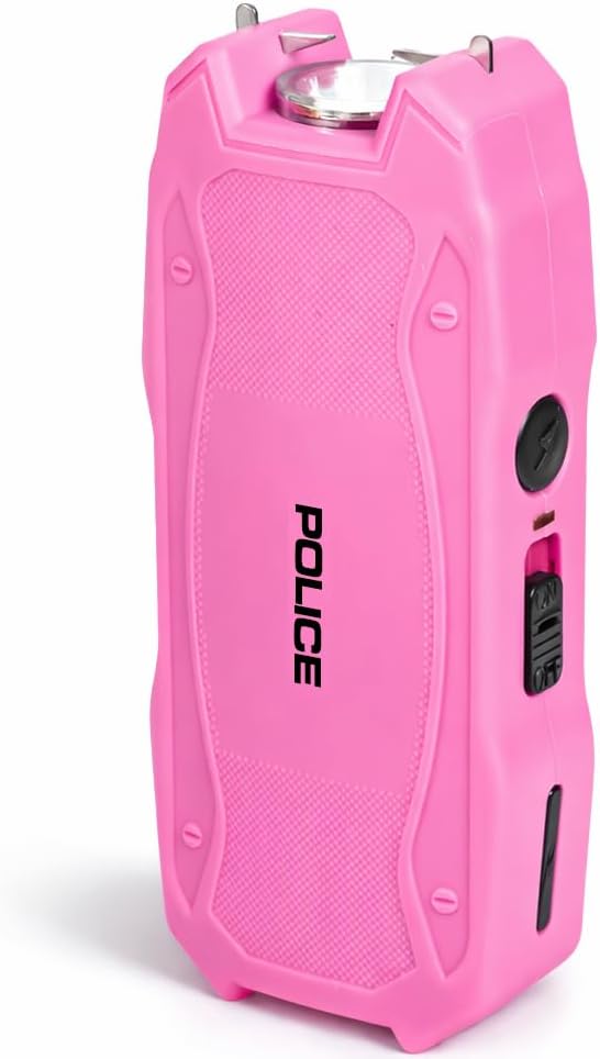 POLICE Stun Gun for Self Defense 1901 – High Voltage Mini Rechargeable with LED Flashlight, Compact & Heavy Duty – Personal Security for Women, Pink