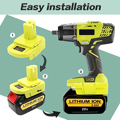 Image of DM18RL Battery Adapter for Dewalt to Ryobi Battery Adapter, Convert Dewalt 20V Llithium Battery to Ryobi 18V P107 P108 Battery with 5V 2.1A MAX USB Charge