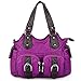 UTO Women Handbag PU Washed Leather Purse Accent Belt Style Shoulder Bag