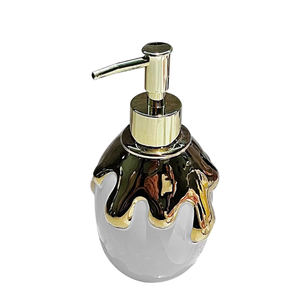 Luxury Honey Jar Shape Hand Lotion Bottle Facial Cleanser Shampoo Shower Gel Lotion Press Bottle Ceramic Advanced Feeling (White)