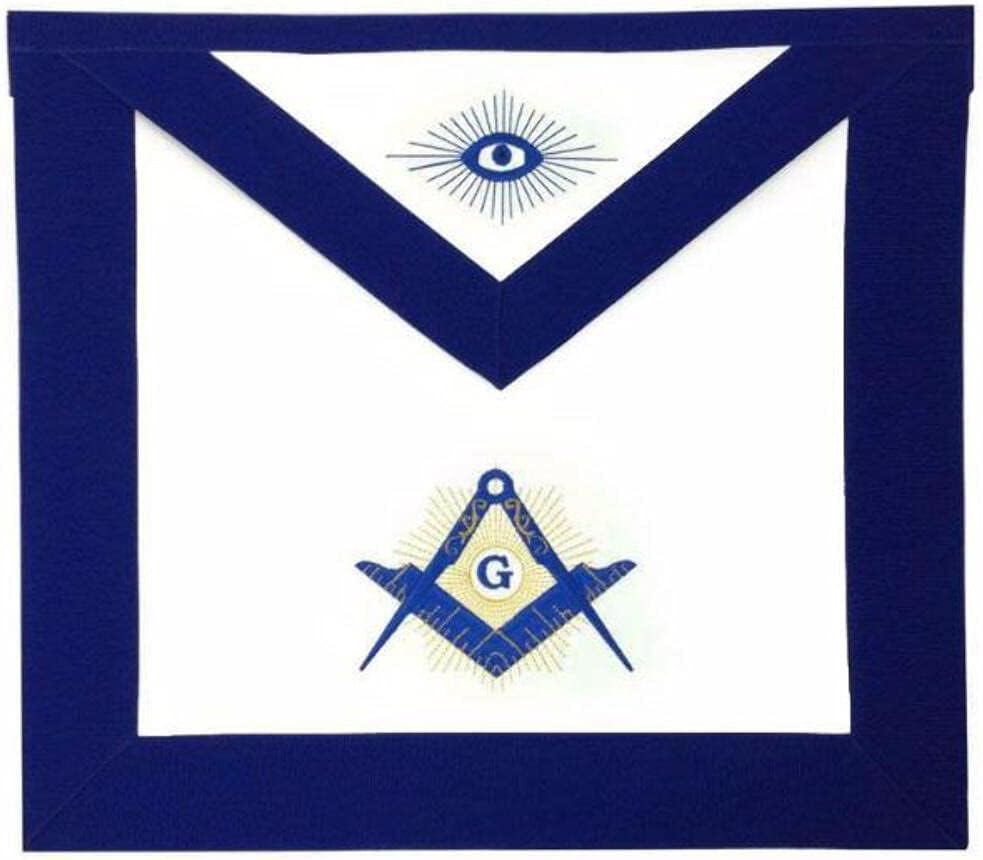 BRICKS MASONS Master Mason Blue Lodge Apron - White & Navy Blue Machine Embroidery