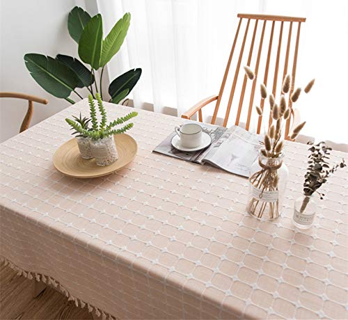 Nappe en lin et coton brodée style japonais rose 90x90 cm raffinée - 4