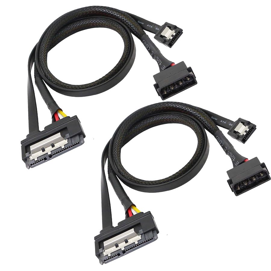 Cable Extensor 2-en-1 SATA y Alimentación IDE 19.7in 2 Paquetes