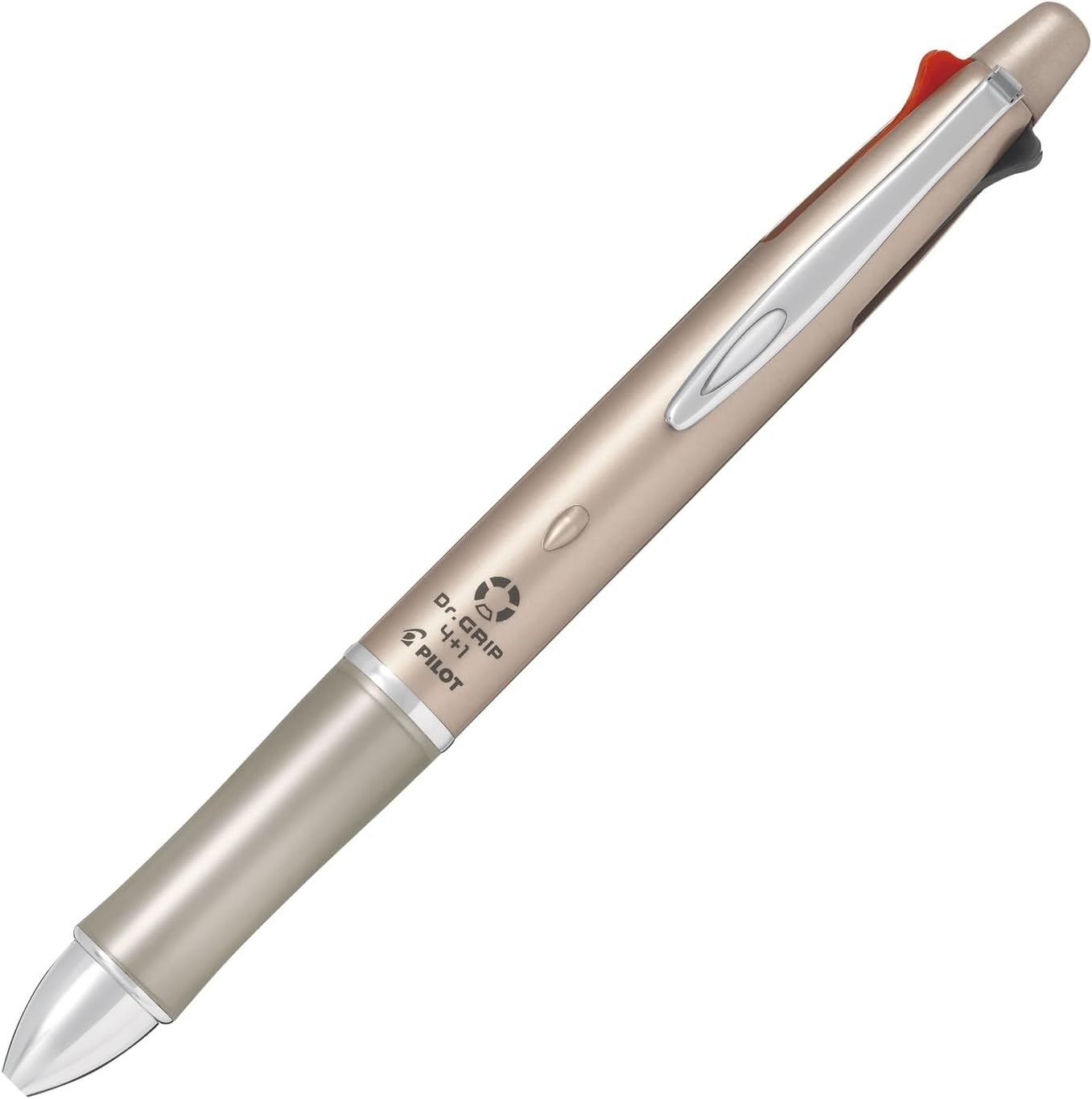 Dr. Grip 4+1, 4 Color 0.7 mm Ballpoint Multi Pen & 0.5 mm Mechanical Pencil - Champagne Gold Body (BKHDF1SFN-CG)