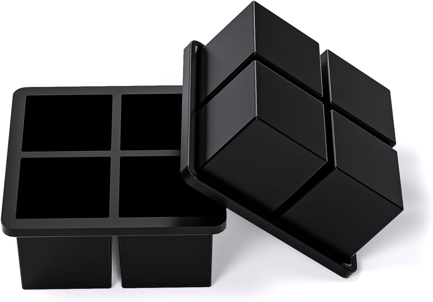 Bangp Large Ice Cube Tray for Whiskey,Silicone Ice Cube Trays 2 Pack,Large Ice Cube Molds with Leak Proof Removable Lid,Square Ice Cube Tray for Whiskey and Cocktail - Image 4