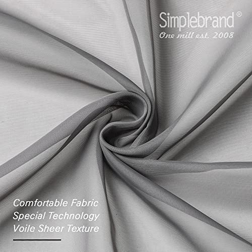 Image of Simplebrand Grey Tier Curtains for Kitchen 24 Inches Long 2 PaSet, Rod Pocket Cafe Curtain Light Filtering Sheer Short Curtains for Bathroom /Basement Half Window 42 x 24 Inch, 2Pcs, Gray
