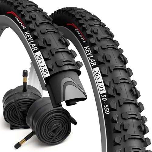 Fincci Fahrradreifen 26 zoll 1.95 mit 2x Fahrradschlauch 26 zoll Autoventil...