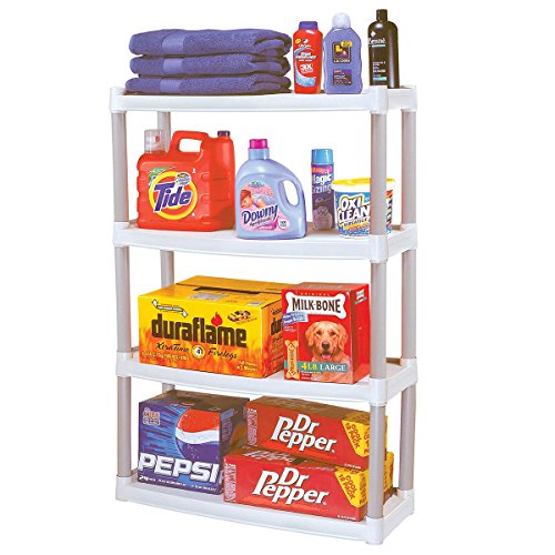 Plano Molding 907-003 4 Shelf Utility Shelving | Plastic Shelving for Organization & Storage