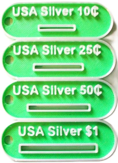 USA Silver Coin Gauge Tester (Morgan, Peace, Franklin, Kennedy, Liberty, Washington, Roosevelt, Mercury, Dollar, Half Dollar, Quarter, Dime)