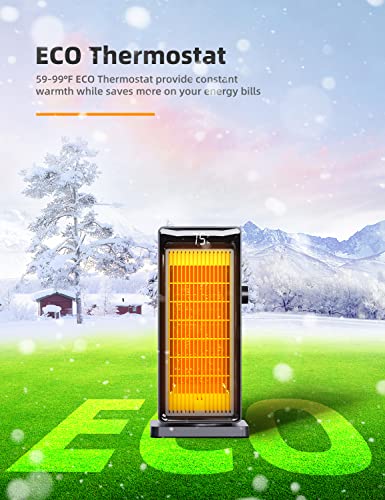 Space Heater, Sanvinder 1500W Portable Heater For Bedroom, Eco Thermostat 90° Oscillating, 24 Hours Timer, Fast Heating Electric Heater With Remote, Overheat Protection, Led Display For Bedroom Office #TOP2