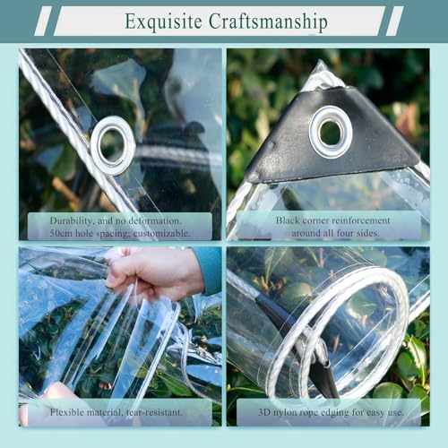 Lona impermeable transparente exterior 150x150 plástica con ojales aislante de lluvia 5